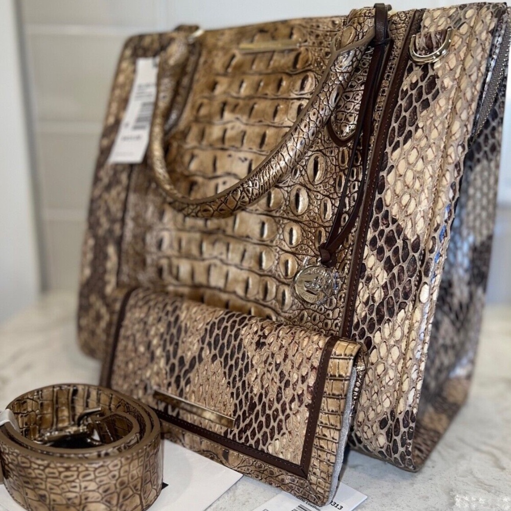 Brahmin Caroline Cashew Cooper Satchel & Matching Ady Wallet Set BRAND NEW!
